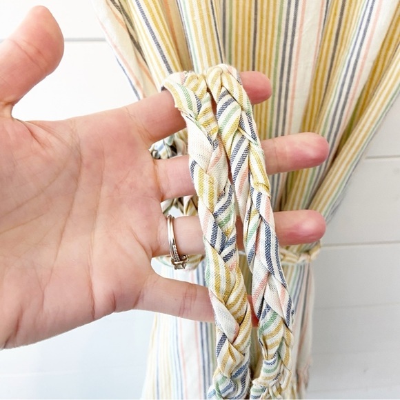 Marine Layer Laney Beachy Stripe Linen Blend Dress W/ Braided Waist Rope Medium - Picture 11 of 12